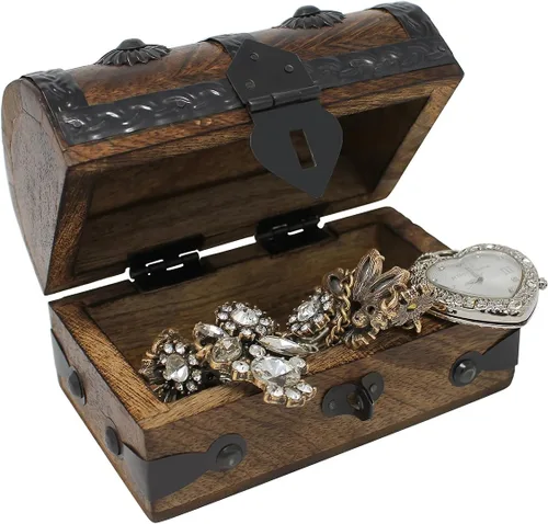 Vista 7 de Nautical Cove Cofre del tesoro de recuerdo y caja de madera decorativa (pequeña de 5 x 3 x 3.25 pulgadas), caja de almacenamiento, caja de madera