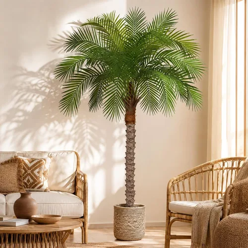 Vista 7 de Palmera fénix artificial de 6 pies, planta de palma artificial de seda de coco artificial para interiores y exteriores, hogar, oficina, patio, baño