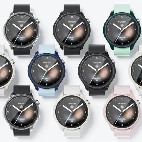 Vista 7 de Rc-Z Paquete de 2 fundas protectoras de pantalla para reloj inteligente Amazfit Balance, parachoques duro de policarbonato integrado, película