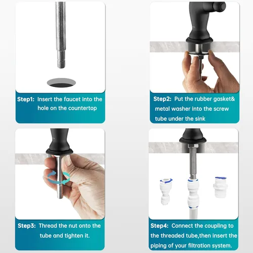 Vista 9 de Grifo de agua potable para fregadero, sistema de filtro de agua para fregadero, adecuado para la mayoría de sistemas de ósmosis inversa o filtración