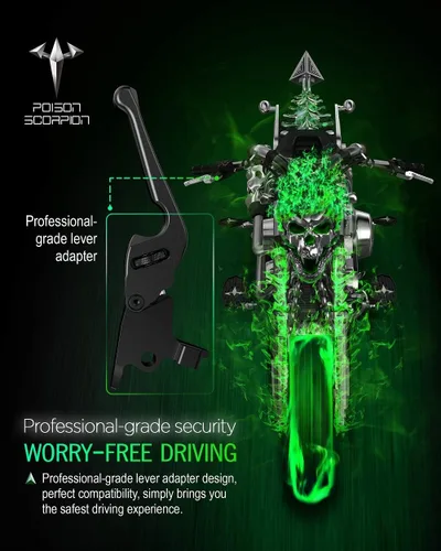 Vista 5 de POISON SCORPION Palancas de embrague de freno de motocicleta negro rueda ajustable H1-522 compatible con XG500 XG750 Street 500 750