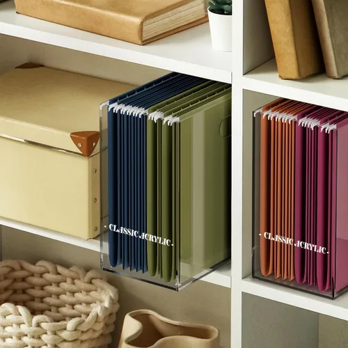 Vista 5 de Organizador de archivos para escritorio - Esta caja de almacenamiento de acrílico es ideal para la organización de la oficina - Su moderno soporte