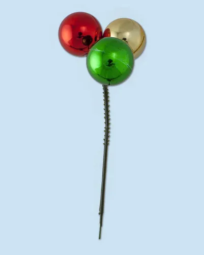 Vista 2 de Adornos de bola de Navidad inastillables en púas con alambre, multicolor, rojo, verde, dorado, juego de 12
