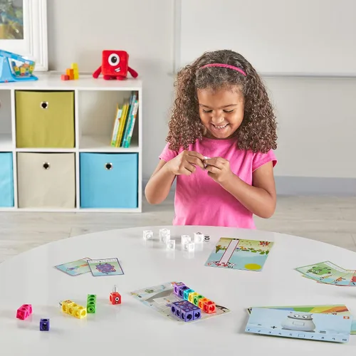 Vista 7 de hand2mind MathLink Cubes Numberblocks Juego de Actividades 1-10, 30 Actividades de Aprendizaje Preescolar, Bloques de Conteo, Cubos de Enlace