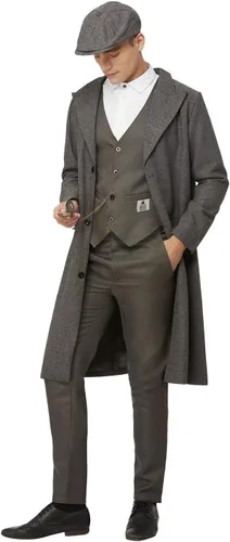 Vista 2 de Smiffys Disfraz de Thomas Shelby de Peaky Blinders para adultos Disfraces de programas de televisión, color gris grande
