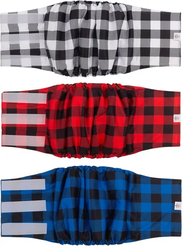 Vista 50 de CuteBone - Pañales lavables para perro macho, banda abdominal, paquete de 3 unidades, color negro, modelo DM54XS