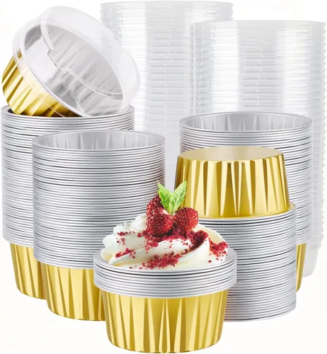 Vista 42 de EUSOAR Forros para cupcakes para hornear, 50 forros para magdalenas de 5 onzas, moldes de papel de aluminio desechables, recipientes de postre