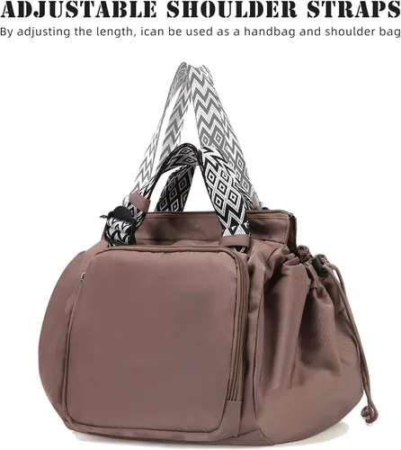 Vista 2 de Large Capacity Portable Backpack Tote Bag For Car Travel, Lightweight Foldable Nylon Shopping Bag with 15 Pockets