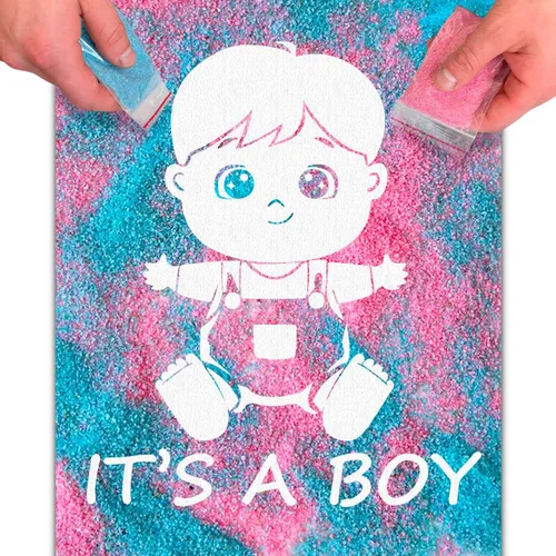 Vista 11 de FETTIPOP Lienzo de arte mágico, exponiendo arte de arena (revelación de género - It's a Girl - Glitter) - Anuncio sorpresa de embarazo de baby
