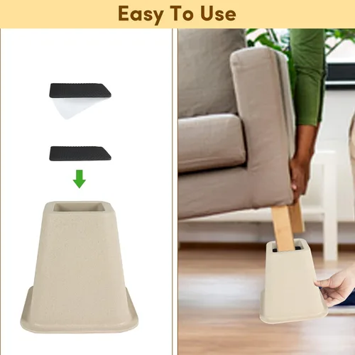 Vista 7 de DEDU Elevadores de cama de 6 pulgadas, resistentes, paquete de 4, elevadores de muebles para sofás de gran tamaño, elevadores de sofá