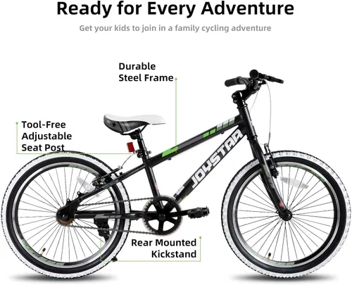 Vista 2 de JOYSTAR Lubbock 20 24 Inch Kids Bike for Boys & Girls Ages 7-12 Years Hardtail Mountain Bike for Kids with 1-Speed/7-Speed Drivetrain, White Wall