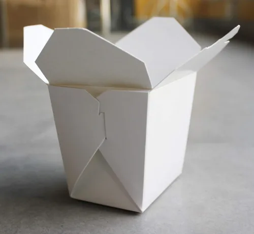 Vista 6 de Paquete de 50 cajas de papel blanco chino de 16 onzas, contenedor plegable de fideos para llevar alimentos