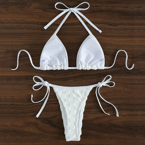 Vista 8 de youeneom - Trajes de baño para mujer, trajes de baño de dos piezas, control de abdomen, conjuntos de bikini (blanco, L)