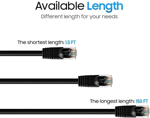 Vista 7 de Cmple - Cable Ethernet Cat5e de 1.5 pies, Cable Patch Ethernet UTP Cat 5e de 350 MHz, Cable LAN de red de 1 Gbps, conectores RJ45, compatible