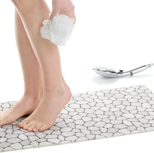 Vista 46 de Enkosi Alfombra de ducha antideslizante Loofah para suelos de ducha, bañera, baños, zonas húmedas, alfombrilla de baño acolchada con agujeros