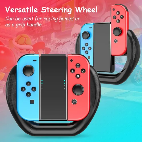 Vista 3 de Mooroer Steering Wheels for Nintendo Switch & OLED JoyCon Controllers, Racing Wheel for Mario Kart 8 Deluxe, Family Use Gaming Accessories for