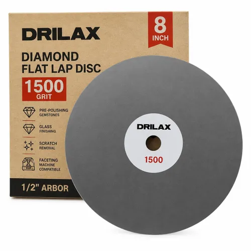 Vista 13 de Drilax Disco de regazo plano de diamante de 8" grano 80 para molienda gruesa Cenador de 1/2" • Piedra preciosa • Vidrio • Moldeo de piedra •