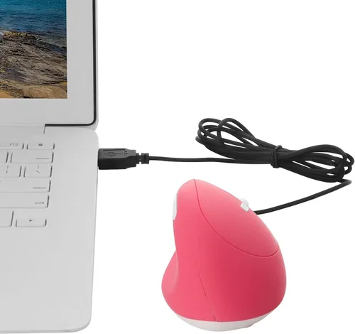 Vista 4 de Sokelinn-six Mouse vertical con cable, mouse ergonómico para juegos para mano derecha, 800, 1200, 1600 DPI, muñeca óptica USB ajustable, ratones