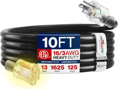 Vista 105 de Cable de extensión de 3 pies para exteriores/interiores, calibre 10/3, ultra resistente, SJTW, resistente al agua, certificación ETL, cable