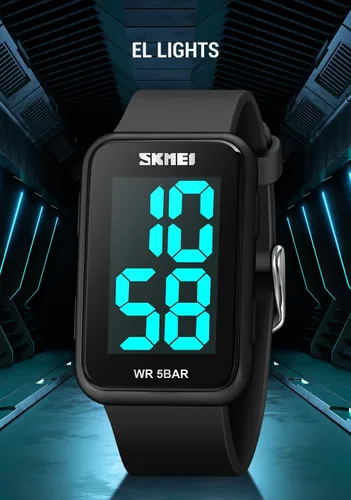 Vista 3 de Gosasa Reloj digital cuadrado para hombre y mujer, con números grandes, esfera impermeable, LED
