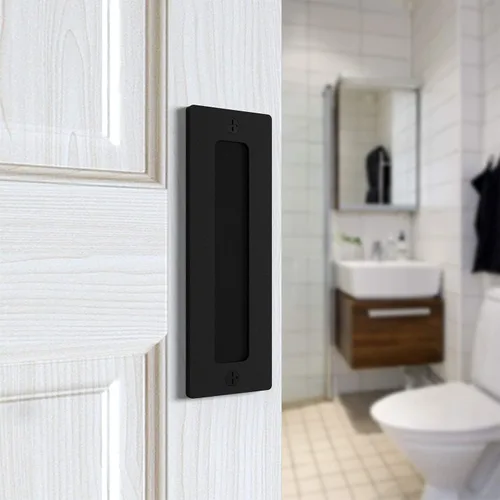 Vista 4 de Orgerphy Juego de 2 tiradores negros de 7 pulgadas para puerta de granero, mango invisible simple y resistente para puertas, garajes, cobertizos