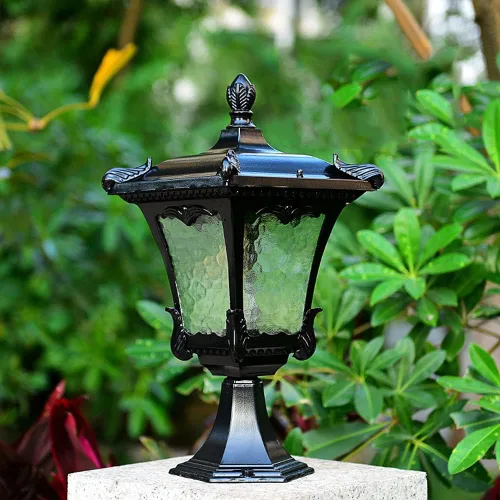 Vista 5 de Luces de poste al aire libre, pared exterior americana, estigma, faro, impermeable, para puerta de villa, lámpara de pilar, lámpara de pared moderna
