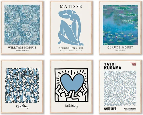 Vista 12 de KBKBART Matisse - Impresiones artísticas para pared, póster abstracto de arte de pared de Matisse, negro y beige, línea de cuerpo para mujer, hojas