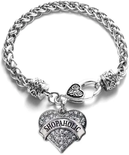 Vista 83 de Pulsera de plata con dije de corazón pavé con joyas de circonita cúbica