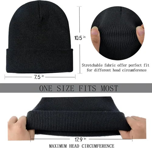 Vista 3 de ZOORON Paquete de 1 y 2 gorros para hombres y mujeres, gorros de punto para invierno, gorro de esquí suave, unisex