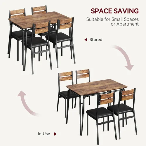 Vista 7 de Juego de mesa de comedor para cocina y comedor de 4 a 5 piezas con mesa rectangular moderna de madera, sillas tapizadas, para desayuno, oficina