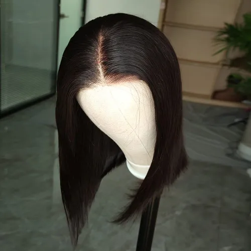 Vista 3 de ISEE Pelucas de cabello sin pegamento para principiantes, pelucas de encaje frontal para mujeres negras, cabello humano corto y lacio, pelucas