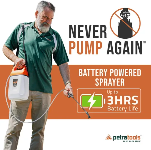 Vista 2 de Pulverizador alimentado por batería PetraTools EZ1 de 1 galón - Pulverizador eléctrico para césped y jardín para control de malezas/plagas, riego