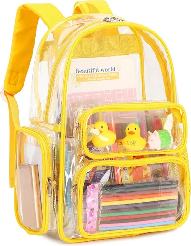 Vista 102 de CAMTOP Mochila transparente resistente y transparente para estudiantes, escuela, trabajo, festival, viajes, deportes, Beige, Mediana, Camtop Mochila