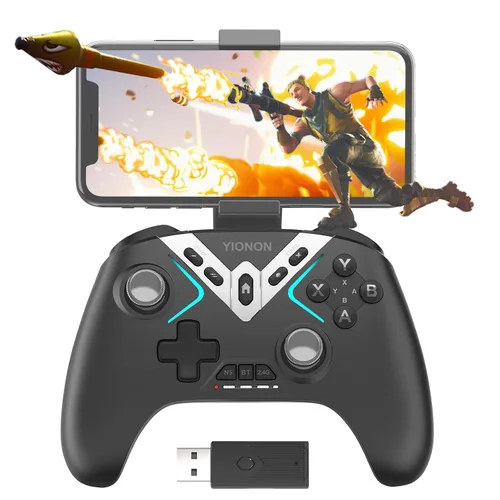 Vista 9 de Bluetooth Controller for Windows PCiPhoneAndroidSwitchsteam OSTV, 2.4G Wireless Game Controller with USB Dongle&Phone Clip with Hall Trigger2