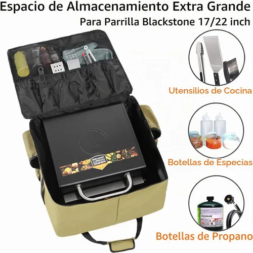 Vista 3 de EUTRKei Funda para parrilla Blackstone de 22 pulgadas, accesorios para bolsa de transporte de parrilla de 17 pulgadas, acomodada con capucha