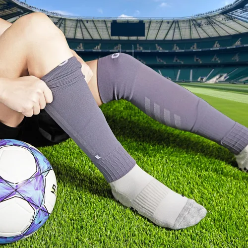 Vista 7 de Calcetines de compresión de manga de pantorrilla para hombres y mujeres, jóvenes, manga de pierna de rugby, calcetines de protección para fútbol