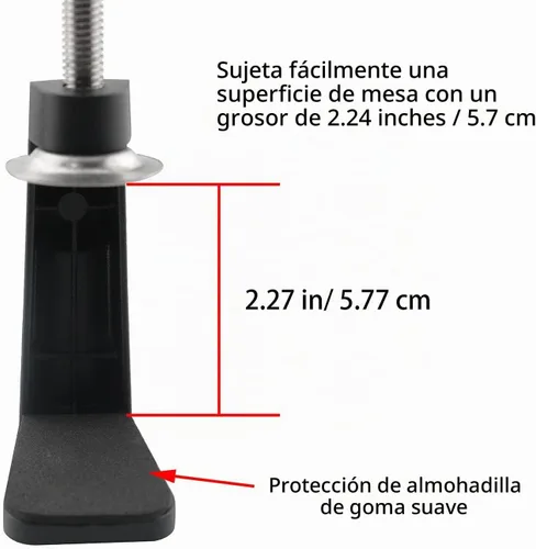 Vista 3 de Abrazadera en C negra Soporte voladizo Abrazadera Soporte de abrazadera de lámpara de escritorio Accesorios de clip Manguera Base de brazo oscilante