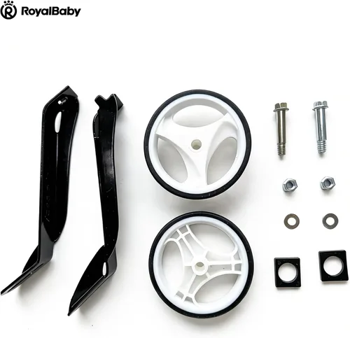Vista 7 de RoyalBaby Ruedas de entrenamiento para bicicletas de niños de 12 pulgadas, soportes de acero resistentes y neumáticos de goma silenciosos, Negro