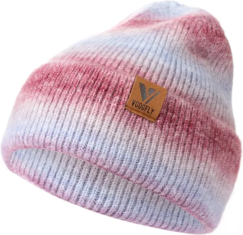Vista 9 de Vgogfly Gorro de invierno para hombre, gorro de punto holgado con forro cálido para hombre, gorro de invierno con rayas para mujer Negro