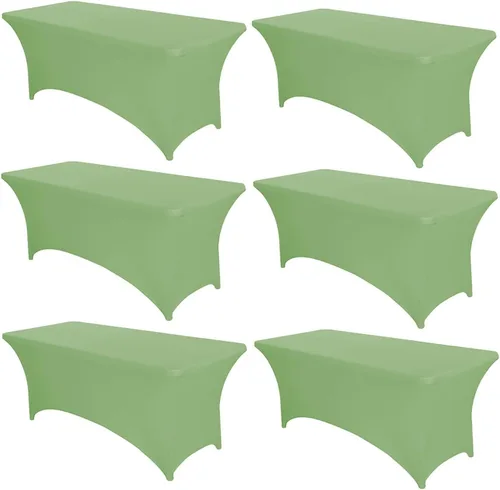Vista 49 de PTC21B - Juego de 6 manteles elásticos de 6 pies, color negro, rectangular, ajustable, lavable, de elastano, para fiestas, bodas, cócteles