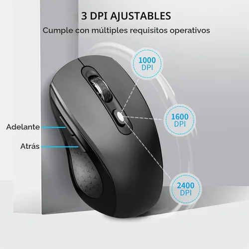 Vista 4 de Ratón inalámbrico silencioso ergonómico de la llave lateral de 6