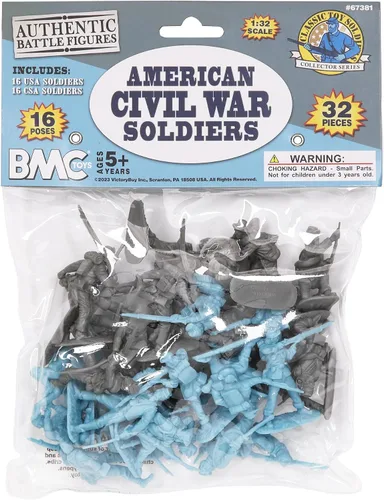 Vista 8 de BMC CTS American Civil War Plastic Army Men - 32 figuras de soldado azul y gris