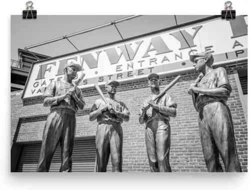 Vista 6 de 8x12 Inch Canvas Print: Fenway Park Wall Art, Bronze Statues Print, Boston Home Decor, Baseball Ballpark Picture, Living Room Artwork, Sports Gift