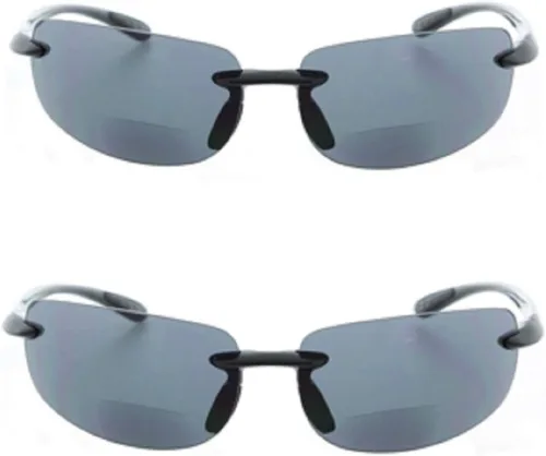 Vista 8 de 2 pares de lentes de sol bifocales sin montura para hombres y mujeres, lentes de sol para conducción nocturna, color amarillo y ahumado