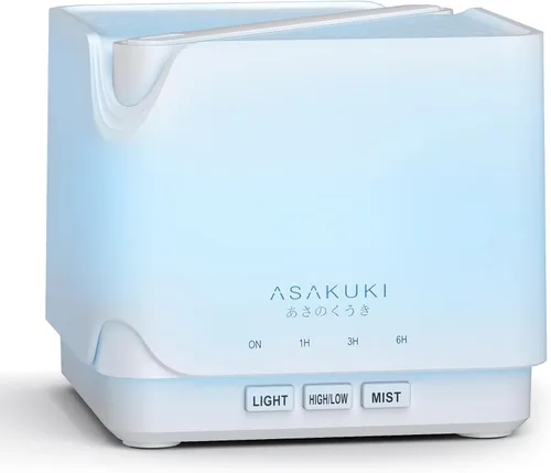 Vista 9 de ASAKUKI - Difusor de aceites esenciales de 700 ml, ultrasónico, humidificador de aromaterapia con juego de los 6 mejores aceites esenciales, 7