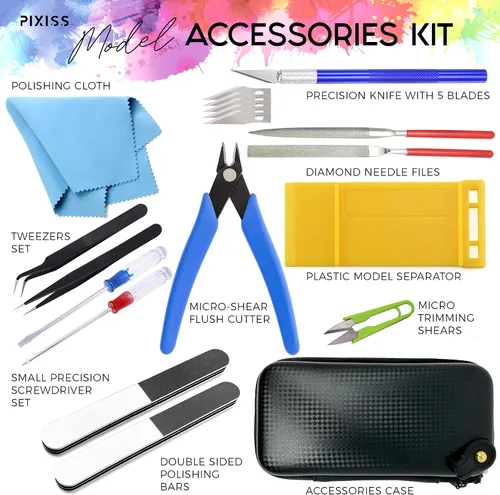 Vista 2 de Testors - Pegamento de cemento para plástico - Kit de herramientas modelo Pixiss - Herramientas compatibles para Gundam Model Kit Crafts - Kit