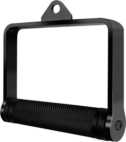 Vista 7 de Accesorio de cable con mango en D para entrenamiento de pesas, acero resistente con agarre de goma antideslizante (negro)