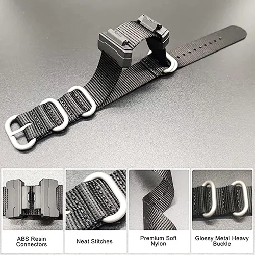 Vista 7 de Correa de reloj de nailon de repuesto de 0.866in para Casio hombres y mujeres G-Shock GA-110100120150200300400 GD-100110120 G-8900 DW-5600 GW-M5610