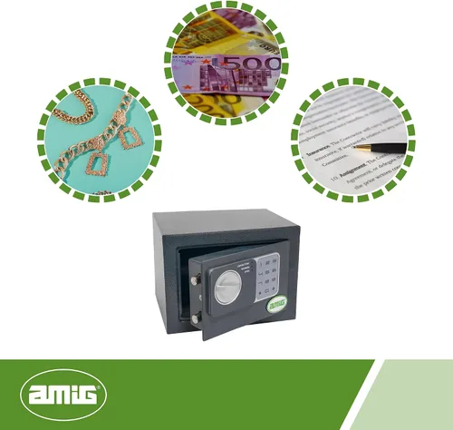 Vista 9 de Amig - Caja fuerte con código - Caja fuerte superpuesta - Acero - Pequeño camuflaje - Ideal para el hogar - Protección del dinero y joyas de valor