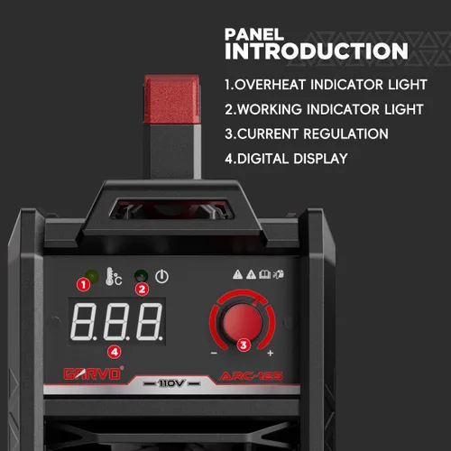 Vista 4 de GARVO Máquina de soldadura MMA de 110 V, soldador ARC de 125 amperios, mini soldador de palo, pantalla digital LCD, arranque en caliente, fuerza